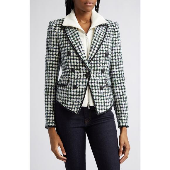 Veronica Beard Diego Dickey Jacket Black White Check Plaid Tweed Blazer Size 8 - Picture 1 of 15